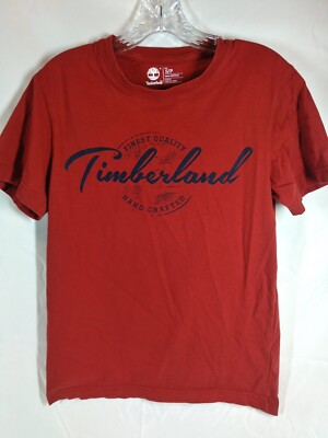 Camisa Timberland Para Hombre Talla Pequeña Roja Manga Corta Logo