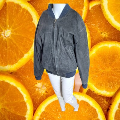 Expressions Worldwide Leather Bomber Jacket Full Zip Mens L Distressed