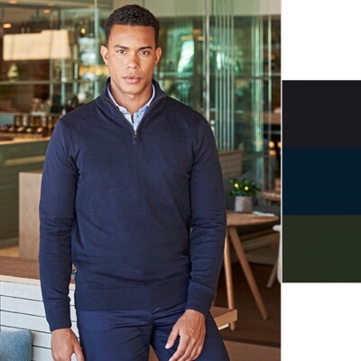 Henbury Men's Quarter Zip Jumper H729 Herren Pullover NEU