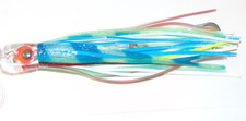 9" White Blue Fishing Cup Trolling Skirt Rigged Lure Resin Head Marlin Wahoo ONO