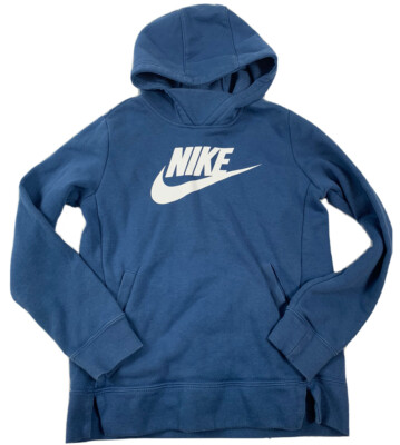 Nike Girls Sweater Blue Hoodie BV2717-469 Sptcasl Size Medium Longsleeve Hood | eBay