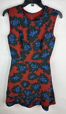 J. Crew Womens Dress 2 Red Blue Floral A Line Sleeveless Lined