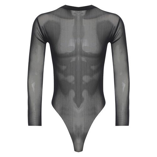 Men's Bodysuit Long Sleeves High Cut Leotard Jumpsuit Thong Underwear Leotard - Picture 10 of 33