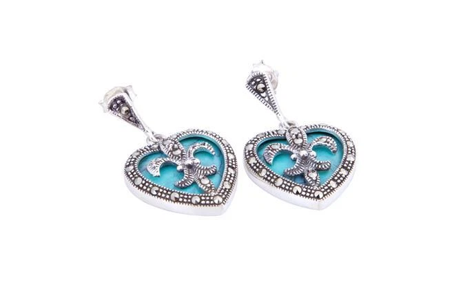 Orecchini di lusso in argento sterling marcasite, 925 parti su