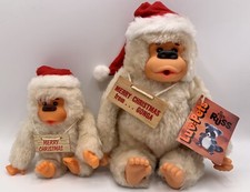 2 Vintage Russ Berrie Merry Christmas Gonga Stuffed Plush Gorilla Ape RARE NTW