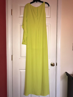 BCBGMAXAZRIA Janus One-Shoulder Gown in Bright Lime Size 2