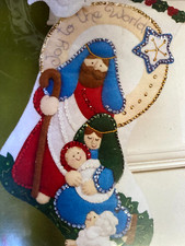Bucilla 16" Christmas Stocking Kit 86482 "Joy to the World" Felt Sequin Beads