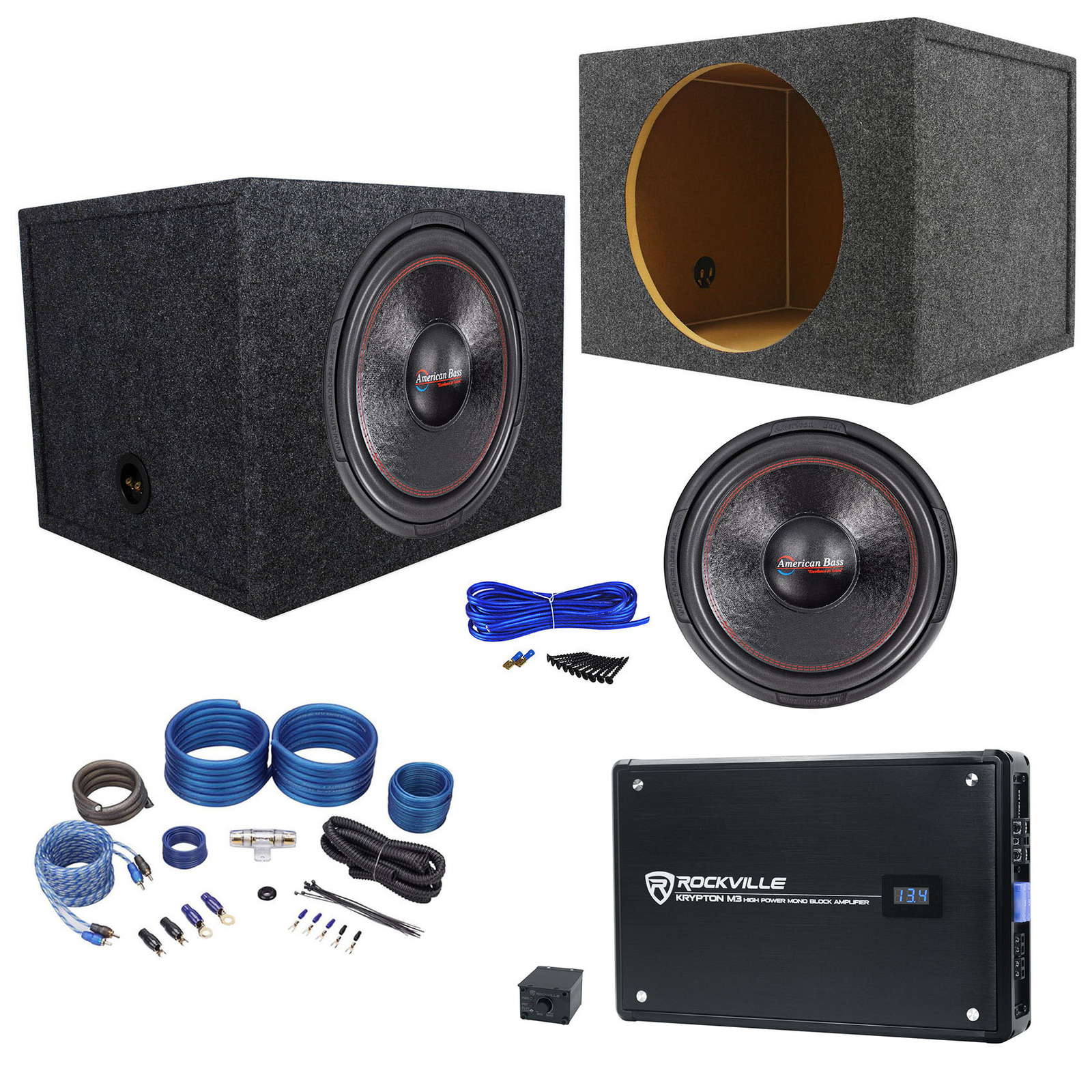 Сабвуфер American Bass XD-1522 мощностью 2000 Вт на 15 сабвуферов Герметичный саб-бокс моноусилитель Провода 60790₽