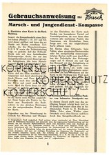 BUSCH Bedienungsanleitung MARSCH- und JUGENDDIENST- KOMPASSE User Manual (Y4708