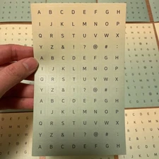 Alphabet Black Letter Stickers Rectangle Yellow Green Gradient Matte 7.9x7.6mm