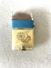 Vintage Scripto Vu Lighter Nautical  Thyme, Blue  Band Anchor, & Ships Wheel