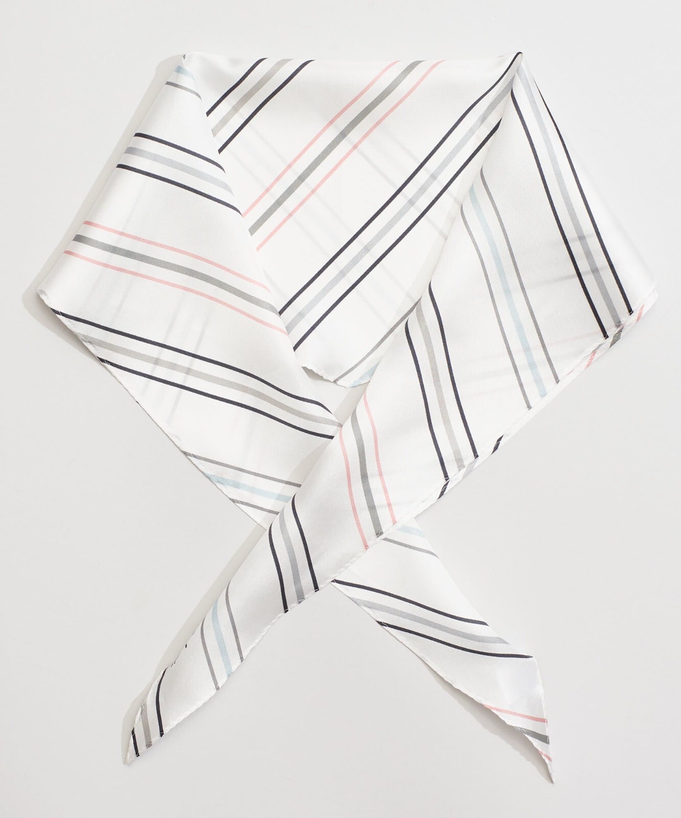 Echo Design New York Foulard Triangolare Sciarpa 100 Seta Bianco A Righe Donna image 2
