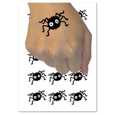Fuzzy Cartoon Bug Spider Temporary Tattoo Water Resistant Fake Body Art Set
