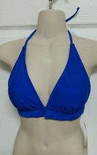 California Waves Swimwear NEW Blue Banded Halter Bikini Top Small or Medium