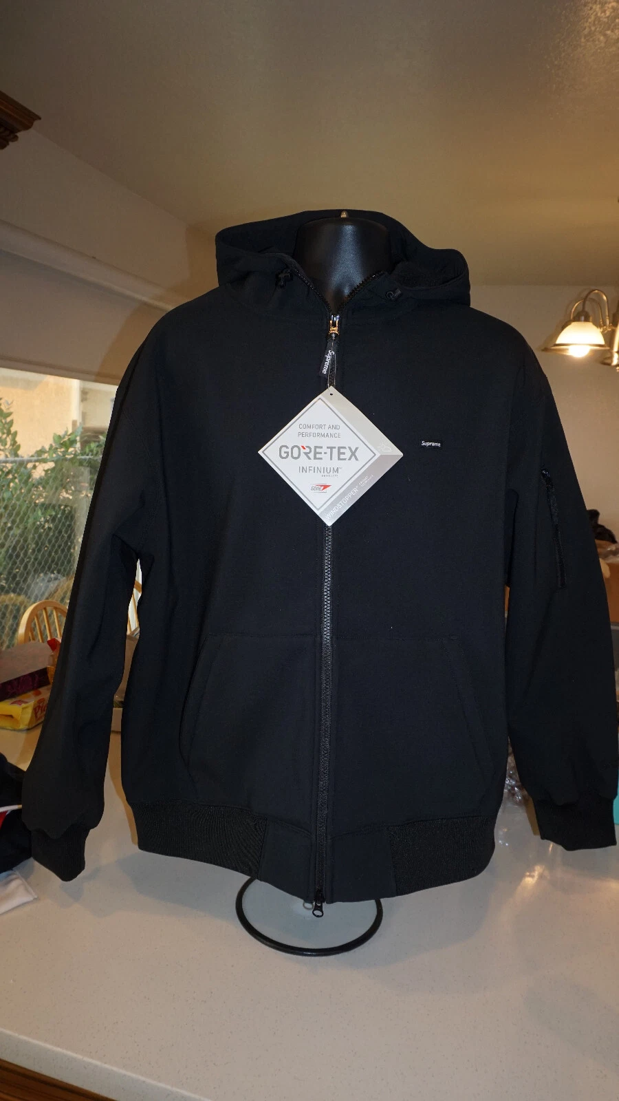 SUPREME Neuf WINDSTOPPER ZIP UP SWEAT À CAPUCHE Goretex Noir FW23SW11 Taille L