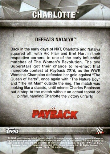 2017 Topps WWE Road To Wrestlemania #81 Charlotte Flair - Picture 2 of 2