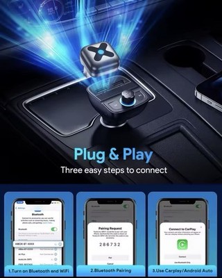 Wireless CarPlay Adapter for Apple iPhone & Android Auto USB Adapter Plug & Play