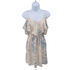 Kimchi Blue Tie-Dye Marble Above Knee Dress WMNS S Vneck Overlay Keyhole Straps