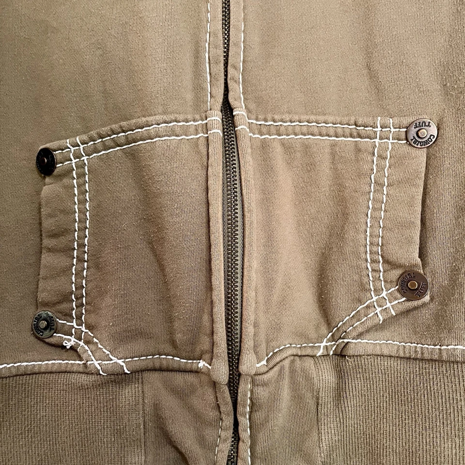 Cowgirl Tuff Hood Sweatshirt Zip Up Women Large Green Western Grunge Embroidered - Image 3 of 4