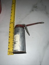 Vintage Golden Rod Red Top Oiler Hand Pump Oil Can Empty Made In USA