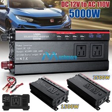 5000W Peak Power Inverter Sine Wave Universal DC 12V to 110V AC 4USB For Outdoor