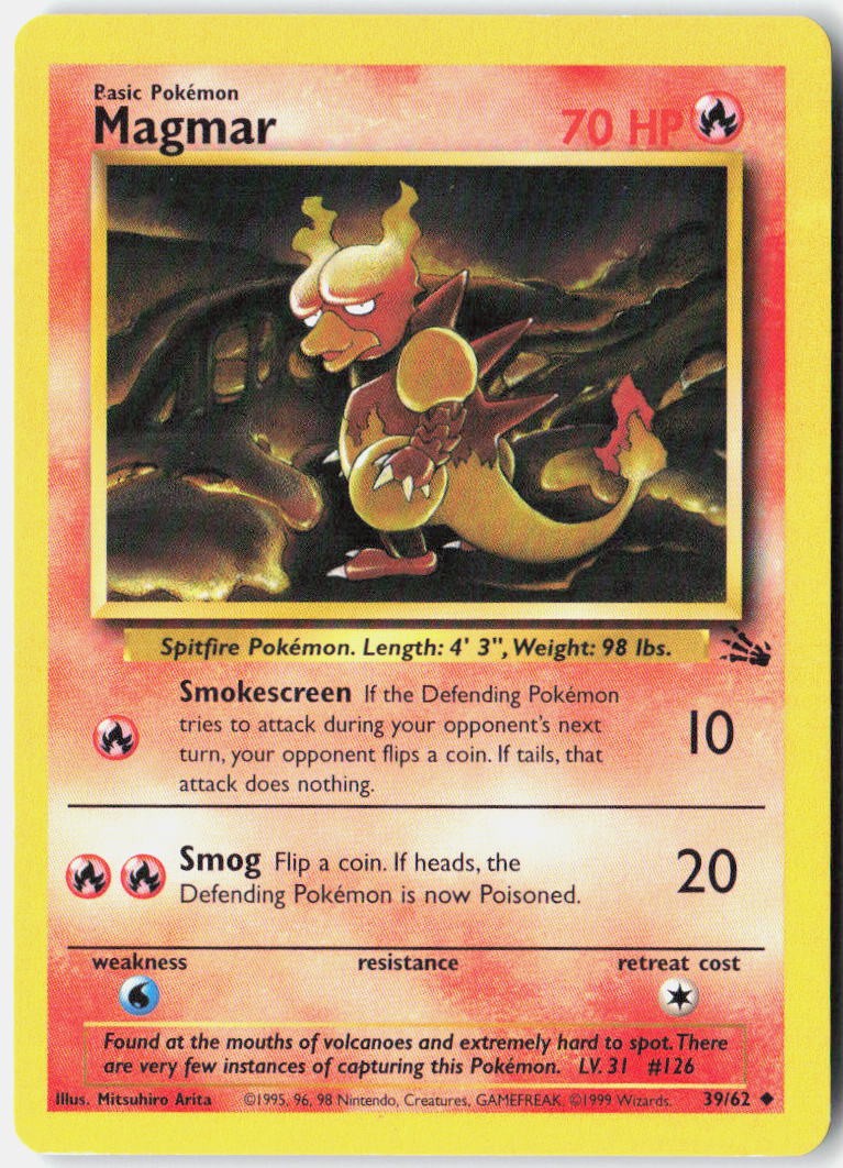 Magmar Fossil 39/62 Pokemon Card