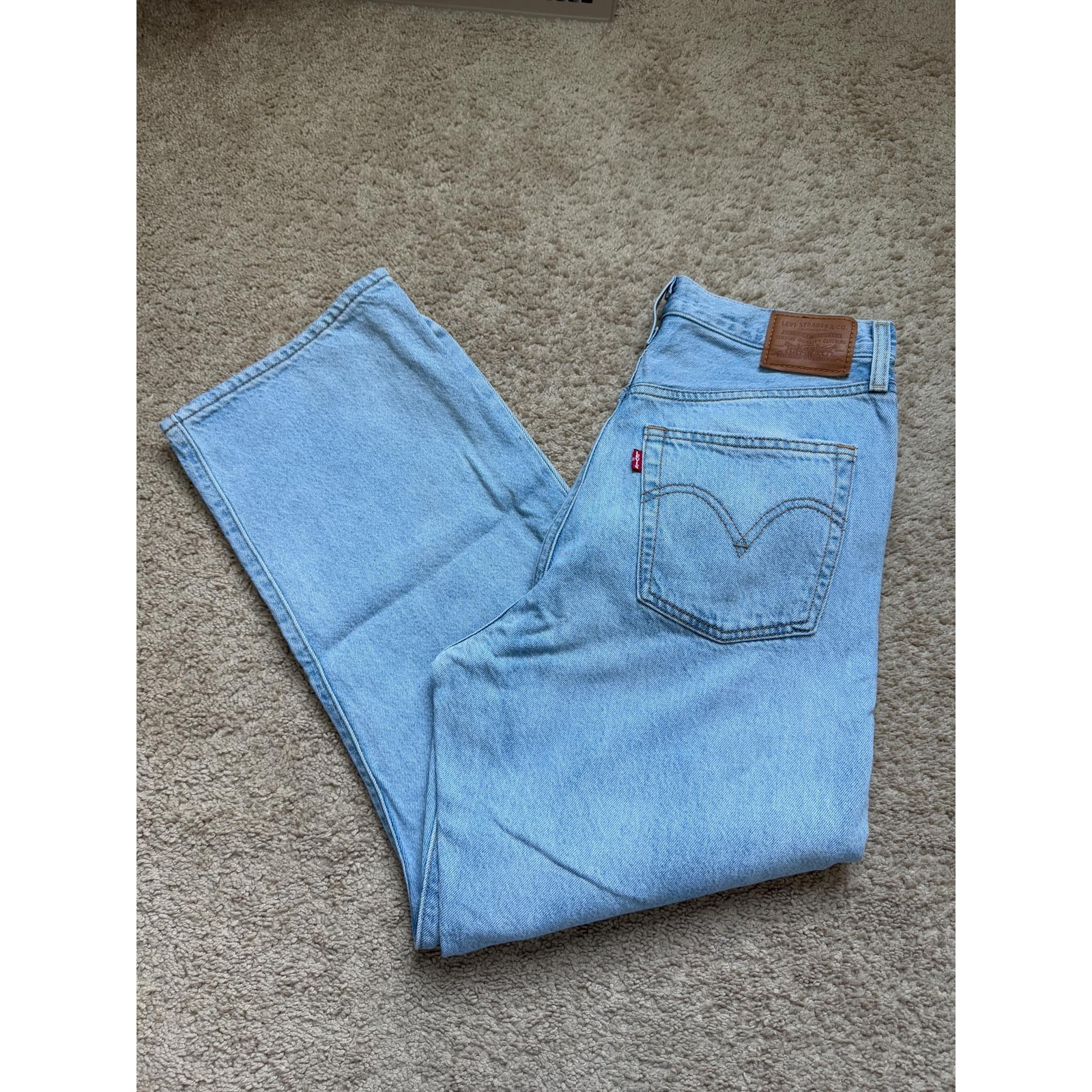 Levis Ribcage Straight Ankle Jeans Button Fly 30x25 Premium Bernal Wash