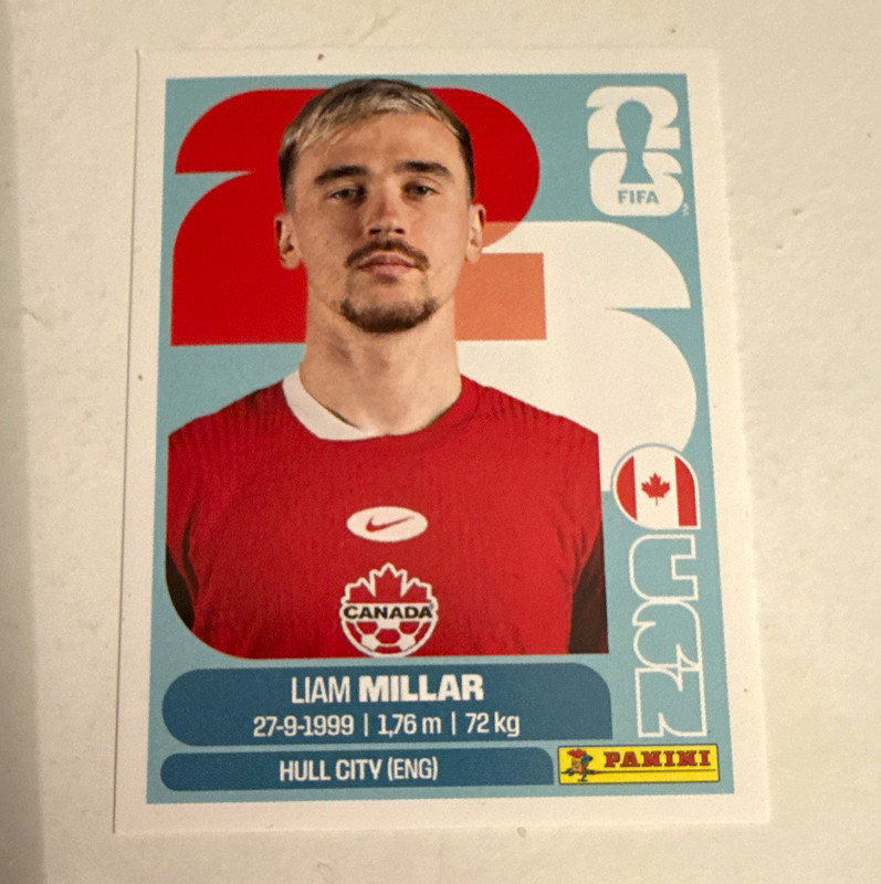 Panini FIFA World Cup 2026 Liam Millar CAN 18 Canada Player Portrait Sticker