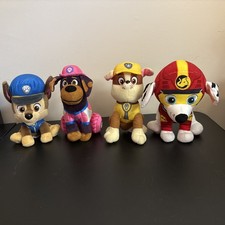 Paw Patrol Plush Lot of 4, Chase, Rocky, Roxy and Marshall 7-8  Nickelodeon