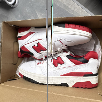 New Balance 550 Sneaker Low Top Leder Schnürung Weiß/Rot/Schwarz EU 44