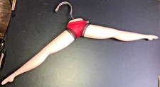 Vintage 1960's Novelty Lingerie Clothing Hanger Blow Mold Spread Leg Red Lace