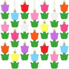 24 Pcs Spring Tulip Hanging Ornaments Plastic Tulip Hanging Decor Colorful Sm...