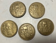 Lot of 5 Mexicoan 1985-1991 $100 Pesos Venustiano Carranza Aluminum-Bronze Coins