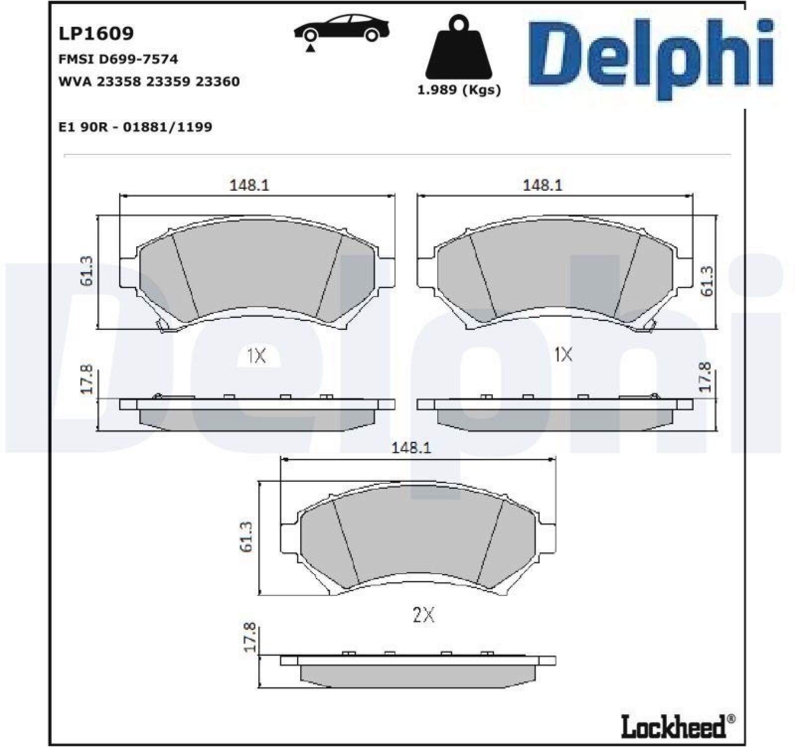 Für DELPHI LP1609 Brake Pad Set, Disc Brake - Bild 2