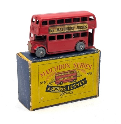 Matchbox Moko Lesney No. 5a Double Decker Bus MW - RARE TYPE A SCRIPT Boxed