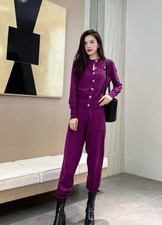 Women's fashionable thicken narrow-leg pants two-piece knit set