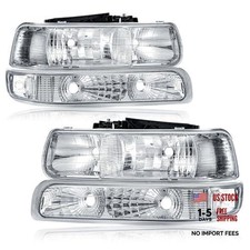 Headlights Assembly Compatible with 1999-2002 Chrome Housing Clear Reflector