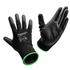 BLACK NYLON PU COATED SAFETY WORK GLOVES GARDENING BUILDERS MECHANIC GRIP