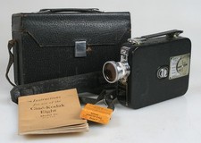 ART DECO MOVIE CAMERA 8MM 1.0 CASE W/MANUAL, FILTERS AND ADAPTERS