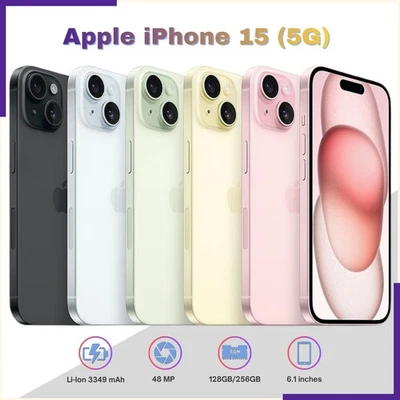Neu Apple iPhone 15 5G 6GB+128GB/256GB Smartphone Handys Ohne Vertrag Dual SIM