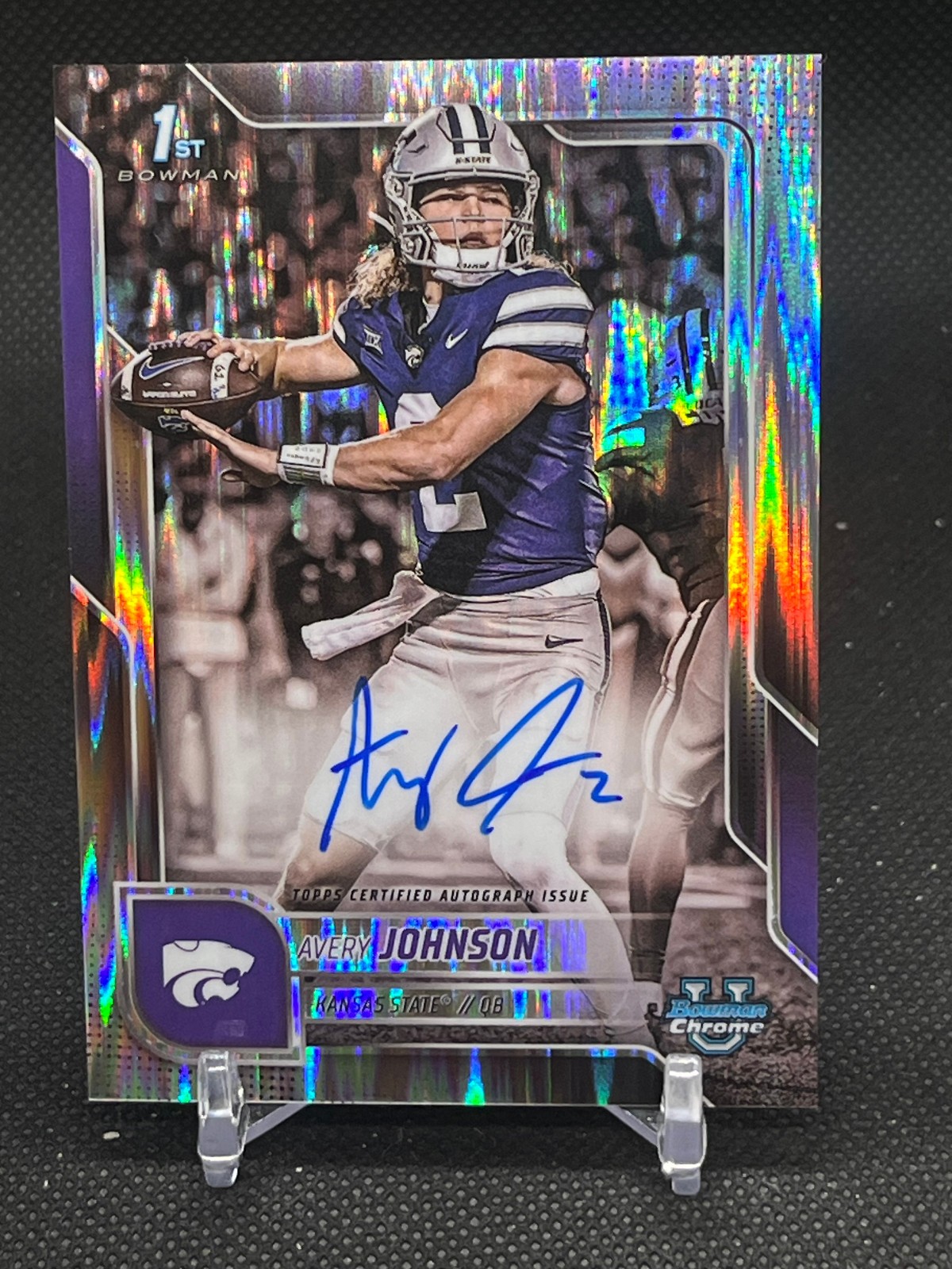2025 1st Bowman U University Avery Johnson Stealth Refractor Auto Rookie RC