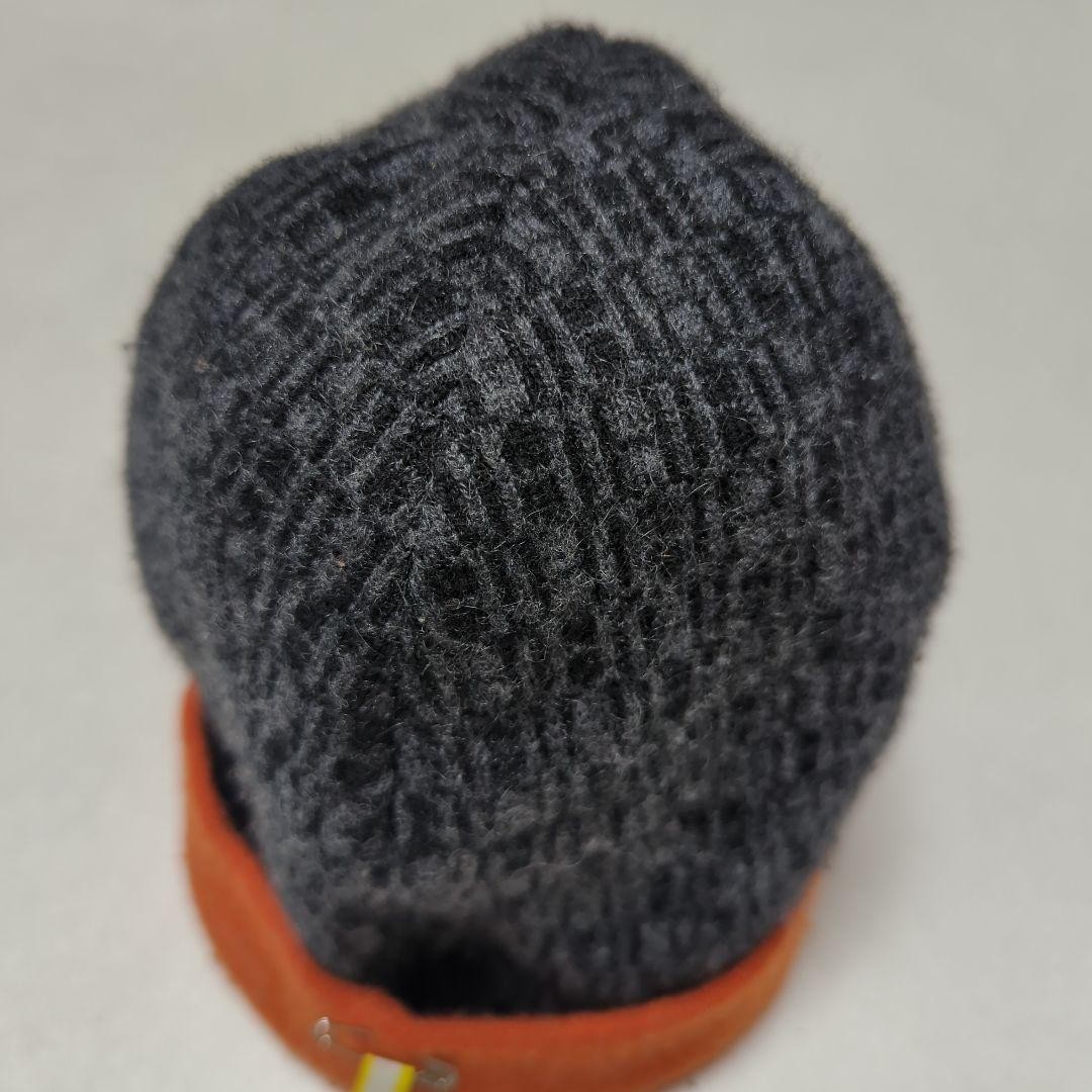 Hermes Cashmere H Pattern Knit Hat Beanie Orange thumbnail 3