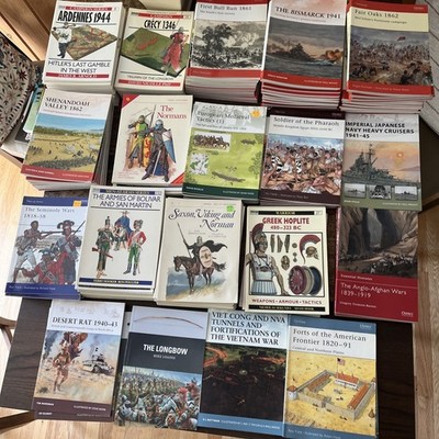 Osprey Publishing Books 160 Book Lot Fortress, Men-Art-Arms,Elite,Campaign++++