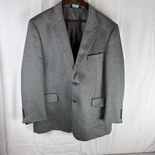 Jos A Bank Sport Coat Blazer Mens 46R Gray Herringbone Silk Camelhair Two Button