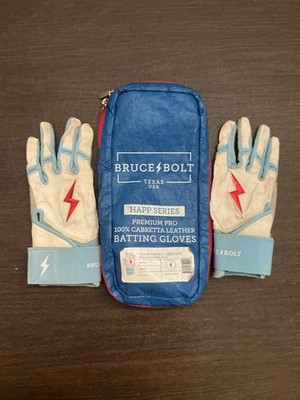 Bruce Bolt Ian Happ Series White Long Cuff Batting Gloves Adult Small - Used