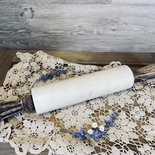 Antique Heavy Marble Professional Kitchen ROLLING PIN With Carved Wood Handles