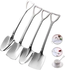 Shovel Spoons for Desserts 4 Pcs Stainless Steel Ice Cream Spoons Espresso Spoo