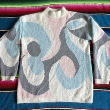 Vintage Women's Rafaella Angora/wool Sweater Abstract Size Medium