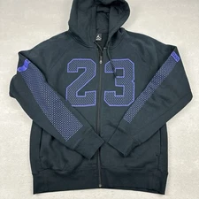 Air Jordan Jumpman Hoodie Men Large Black Solid 23 Full Zip Sweatshirt Pockets L