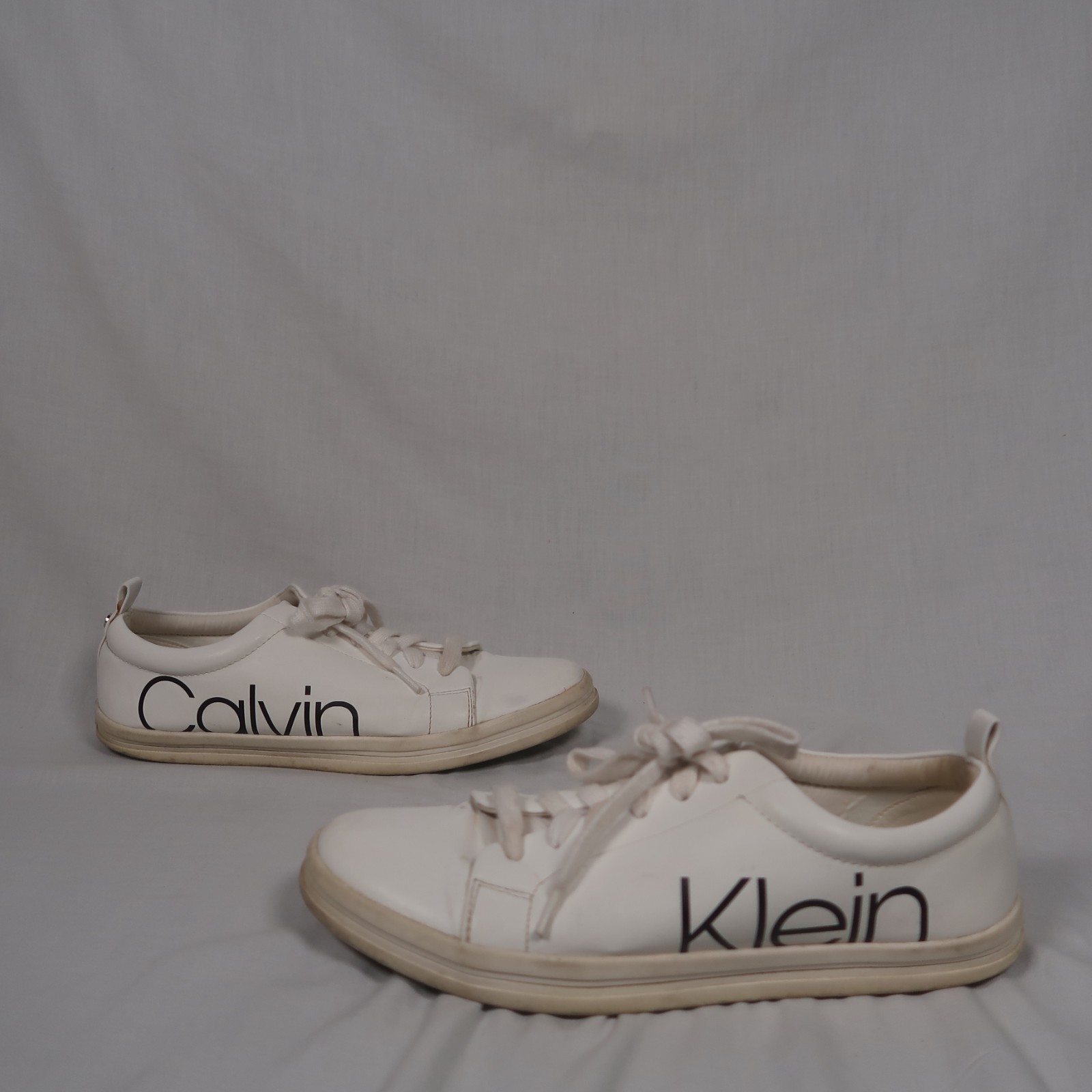 Calvin Klein Madie Women's White Logo Sneakers - Size 9.5 | Good Condition